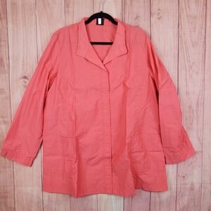 Eileen Fisher Rain Jacket Womens‎ Sz L Large Button Up Light Windbreaker